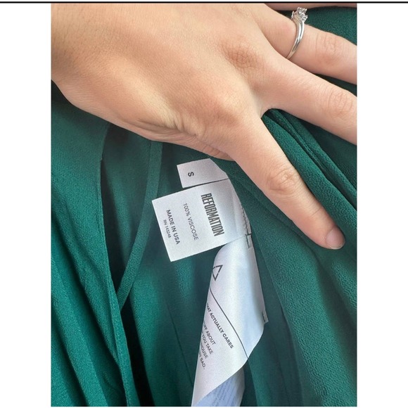 Reformation Milan Carnation Emerald Green Maxi Wrap Dress - Picture 10 of 10